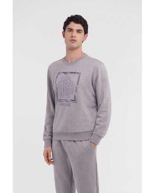 Roberto Cavalli Gray Sweatshirt With Monogram Rc Print for men