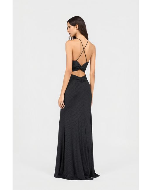 Roberto Cavalli Black Serpentine Print Maxi Dress