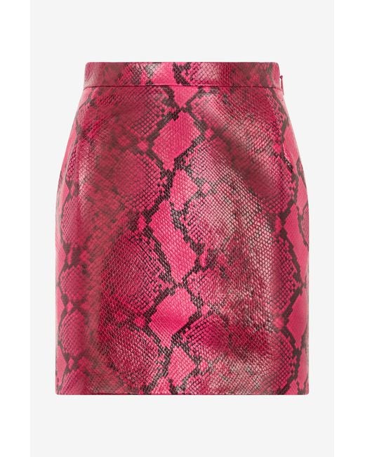 Roberto Cavalli Pink Python-Print Skirt