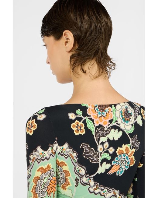 Roberto Cavalli Green Kimono Print Maxi Dress