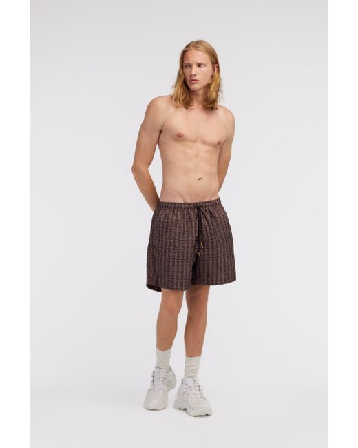 Roberto Cavalli Swim Shorts With Rc Print in Brown für Herren