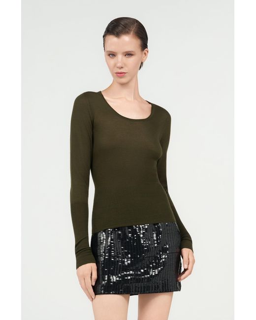 Roberto Cavalli Green Long Sleeve Knit Top