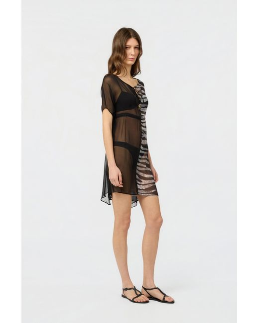 Roberto Cavalli Black Zebra Print Kaftan