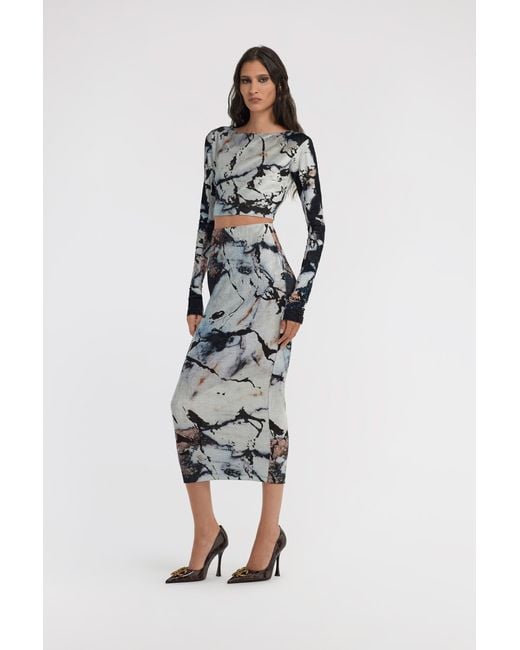 Roberto Cavalli White Marble Print Dress