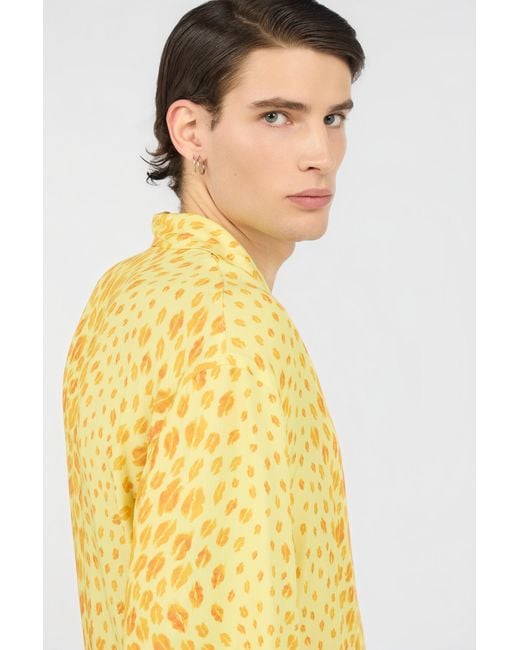 Roberto Cavalli Yellow The Jaguar Kiss Print Shirt for men