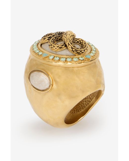 Roberto Cavalli Metallic Snake And Gemstone Ring