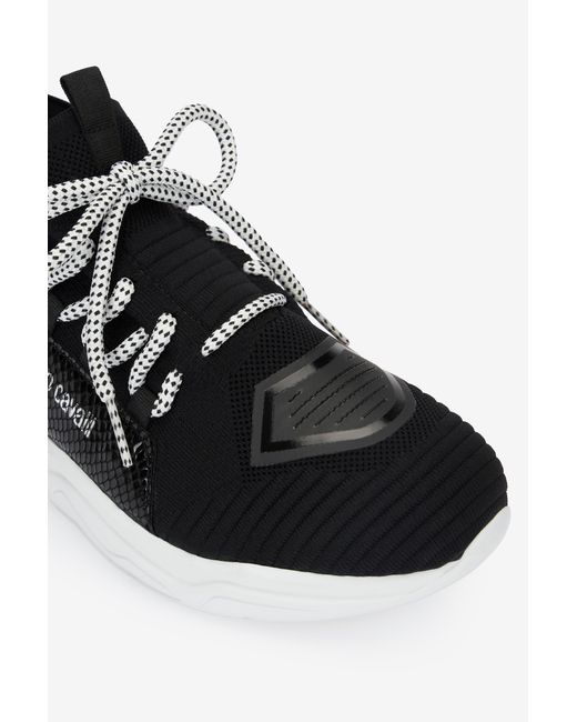 Roberto Cavalli Black Sneakers With Snake-Effect Inserts