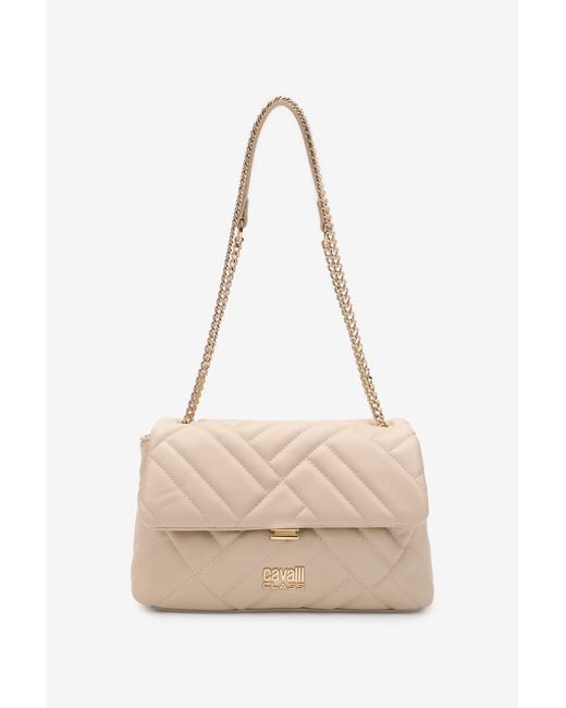 Roberto Cavalli Natural Quilted Shoulder Bag