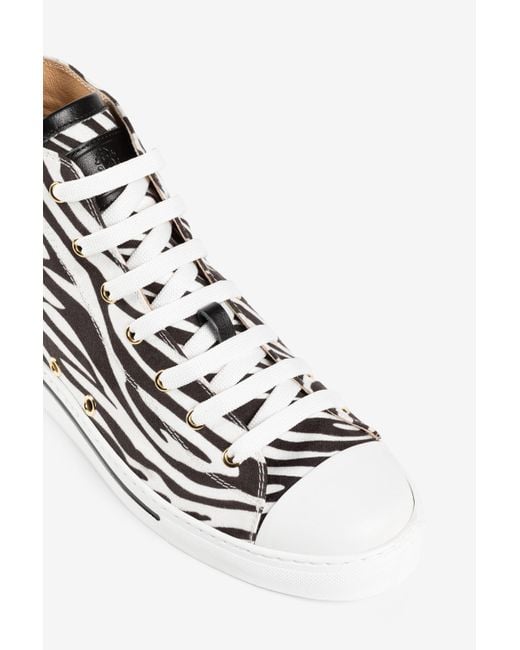 Roberto Cavalli White Hi-Top Sneakers Mit Zebra-Print