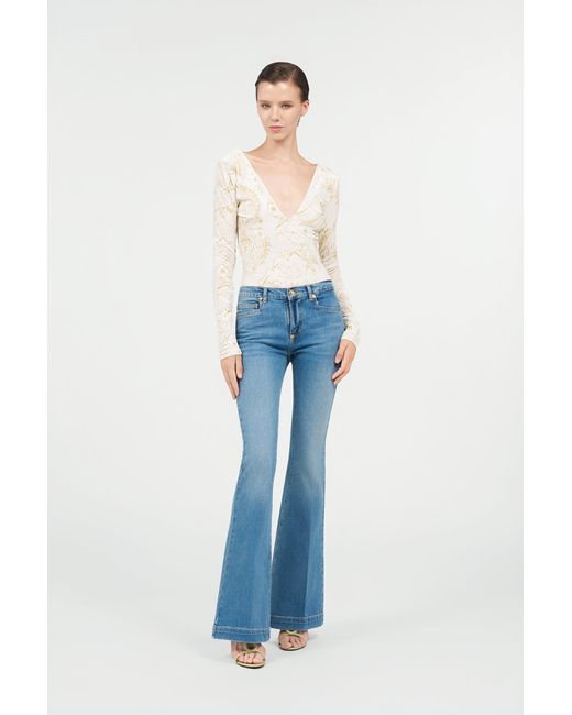 Roberto Cavalli White Ornamental Print Top