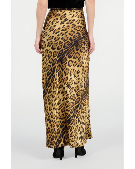 Roberto Cavalli Metallic Silk Skirt With Jaguar Skin Print