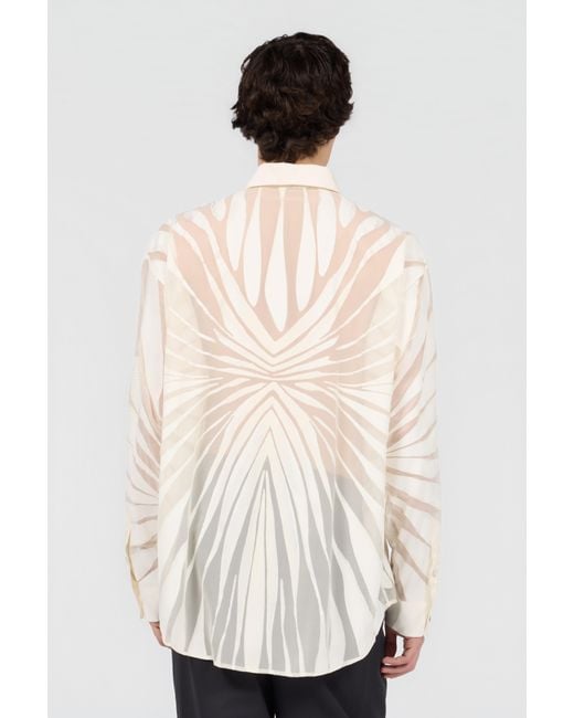 Roberto Cavalli Natural Shirt With Ray Devoré Print for men