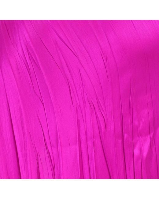 Roberto Cavalli Purple Crinkled Silk Long Dress