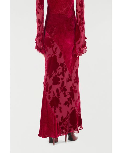Roberto Cavalli Red Rose And Python Pattern Long Skirt