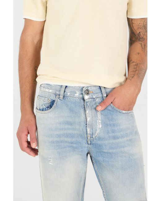 Roberto Cavalli Blue Light Wash Jeans With Monogram Rc for men
