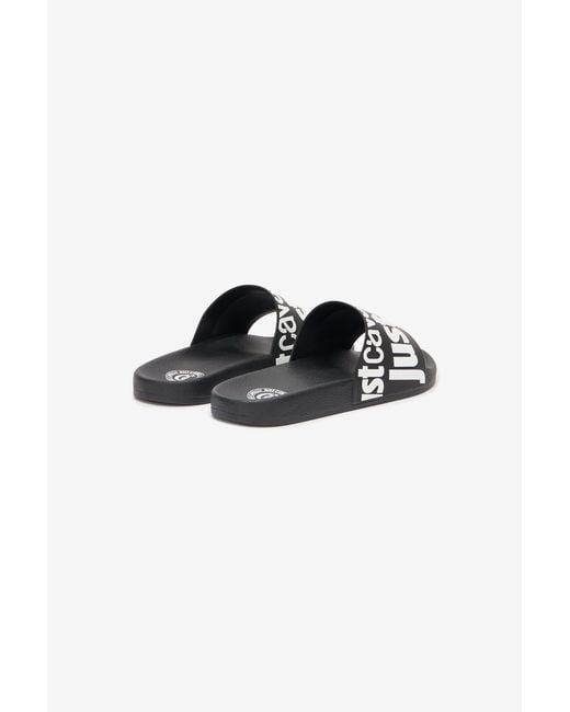 Roberto Cavalli Black Sliders With Logo for men