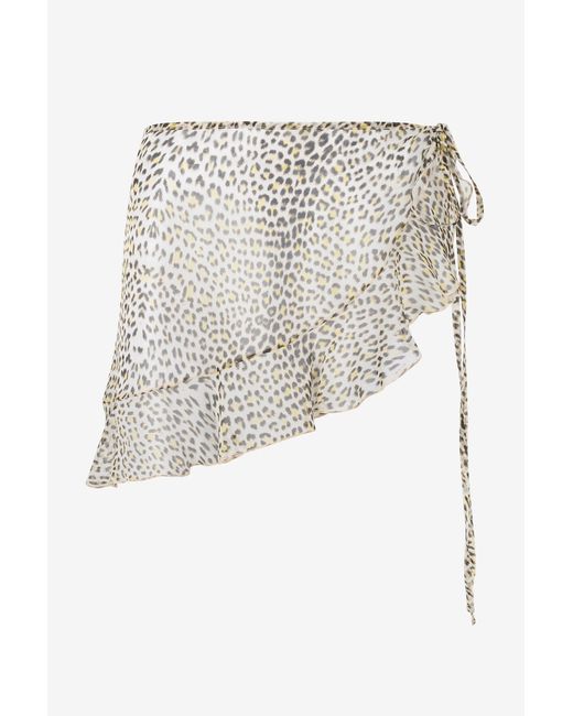 Roberto Cavalli White Baby Jaguar Print Silk Pareo