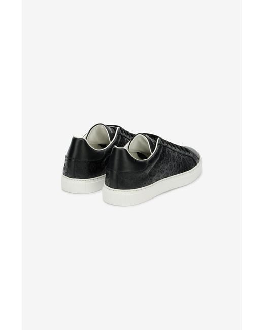 Roberto Cavalli Black Leather Sneaker With Monogram Rc for men