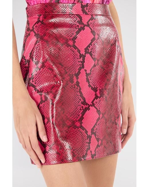 Roberto Cavalli Pink Python-Print Skirt