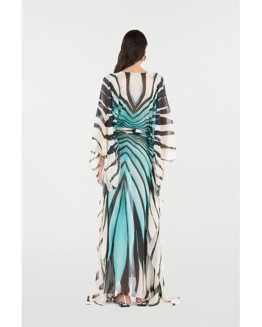 Roberto Cavalli Green Ray Of Sea Print Kaftan