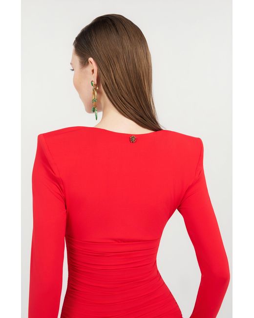 Roberto Cavalli Red Draped Mini Dress