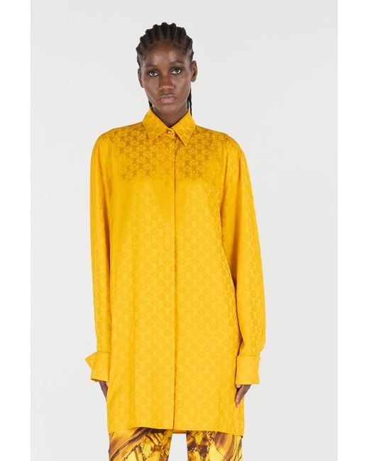Roberto Cavalli Yellow Shirt With Mirror Snake Monogram