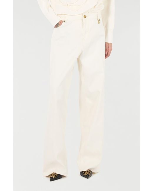 Roberto Cavalli White Python-Print Palazzo Pants
