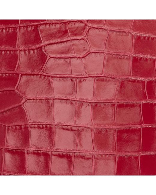 Roberto Cavalli Red Antique Rose Crocodile-Effect Clutch