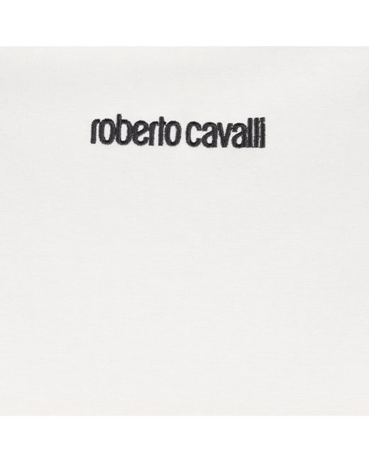 Roberto Cavalli White T-Shirt With Embroidered Logo for men