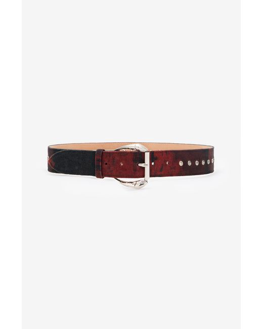 Roberto Cavalli Red Belt With Mottled-Effect Print for men