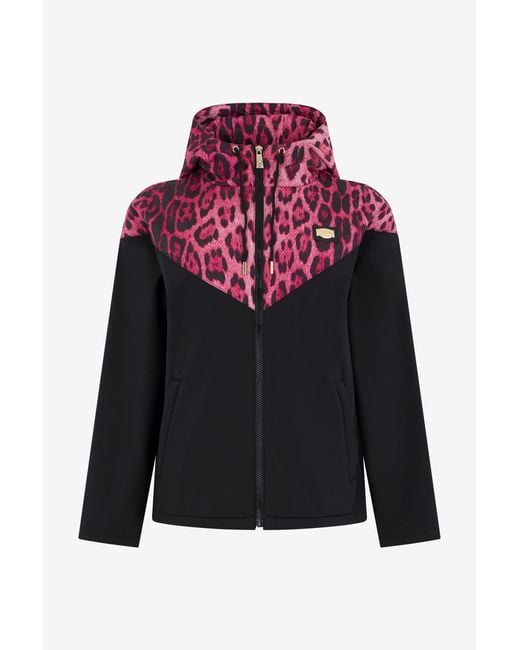 Roberto Cavalli Red Hooded Bomber Jacket