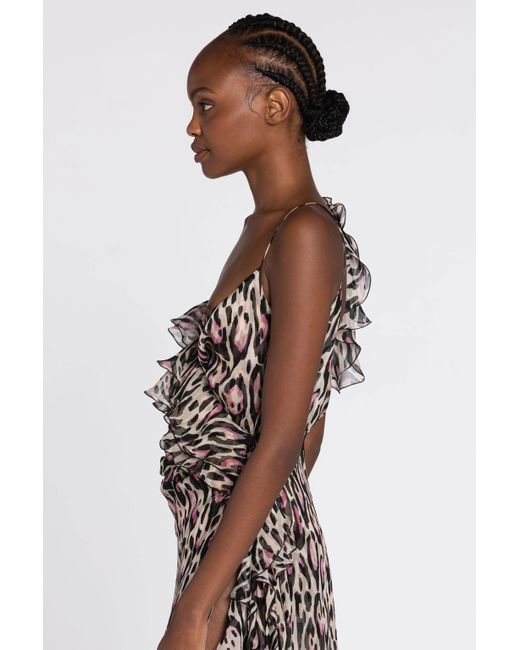 Roberto Cavalli Multicolor Leopard-Print Sweetheart-Neck Gown