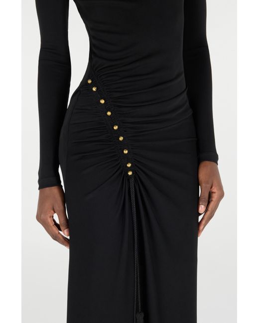 Roberto Cavalli Black Long Dress With Ruffle Detail