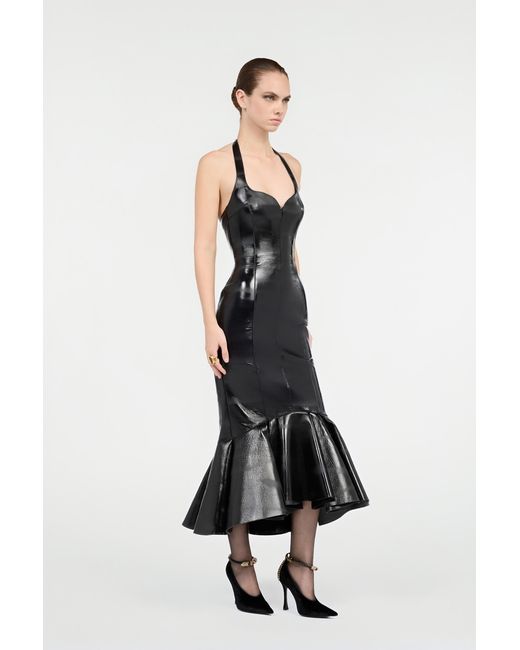 Roberto Cavalli White Genuine Leather Midi Dress