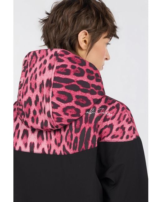 Roberto Cavalli Red Hooded Bomber Jacket