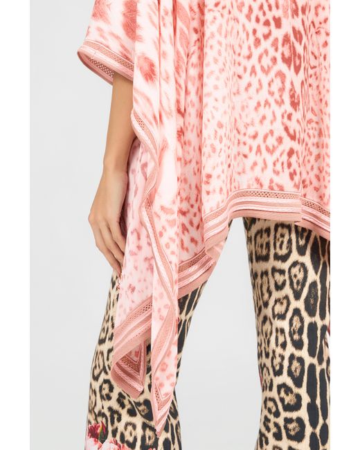 Roberto Cavalli Pink Jaguar Print Kaftan