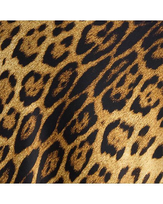 Roberto Cavalli Metallic Silk Skirt With Jaguar Skin Print