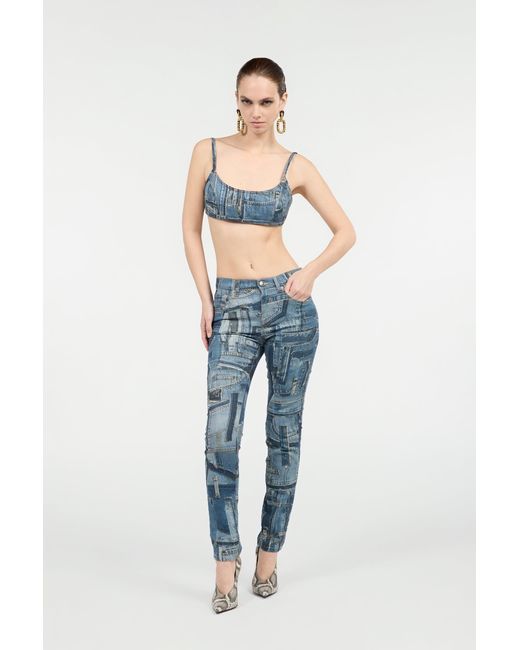 Roberto Cavalli Blue Skinny Patchwork Capsule Collection Jeans