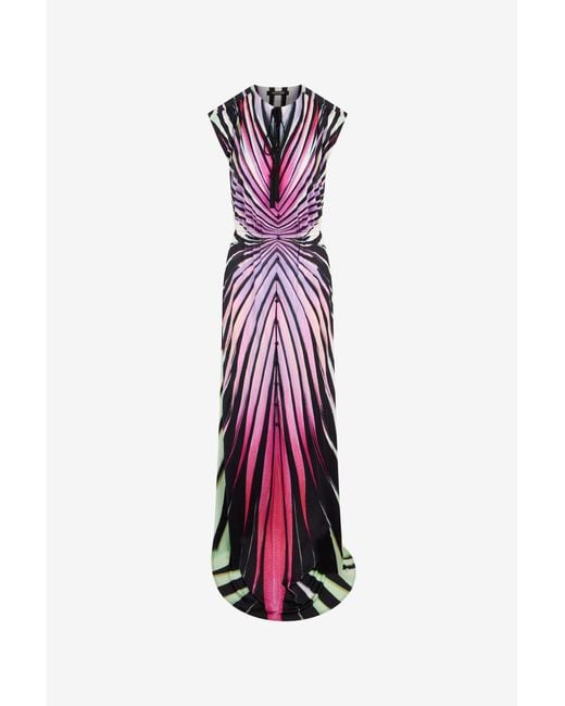 Roberto Cavalli White Ray Of Paradise Print Maxi Dress