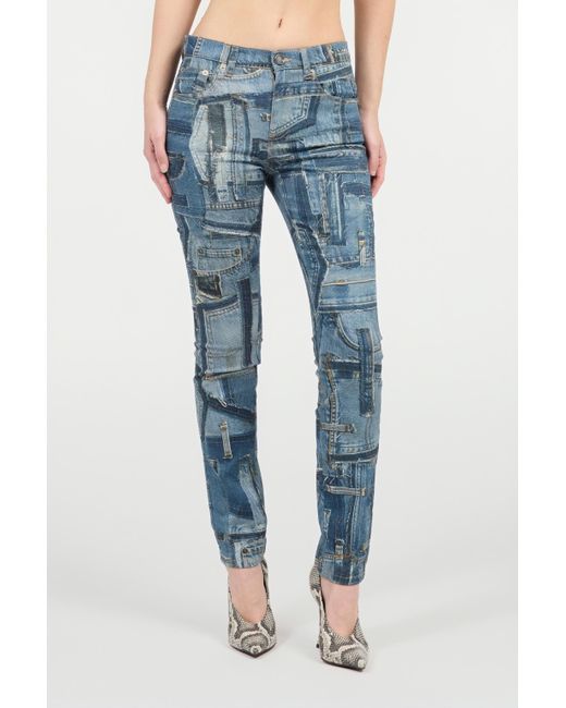 Roberto Cavalli Blue Skinny Patchwork Capsule Collection Jeans