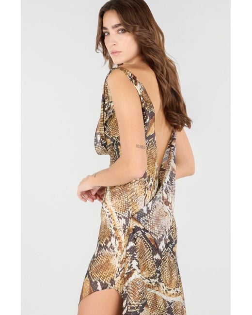 Roberto Cavalli White Python Print Silk Midi Dress