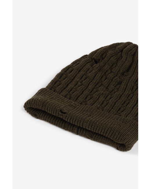 Roberto Cavalli Black Cable-Knit Wool Beanie for men
