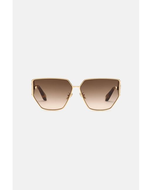 Roberto Cavalli White Sunglasses With Wide Shape Front, Metal Fangs Embellishment