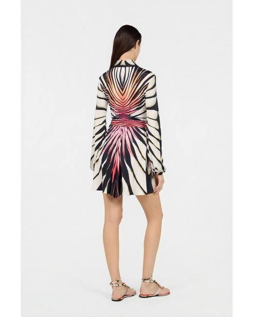 Roberto Cavalli White Ray Of Paradise Print Mini Dress