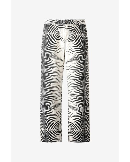 Roberto Cavalli White Pants With Tigress Print for men