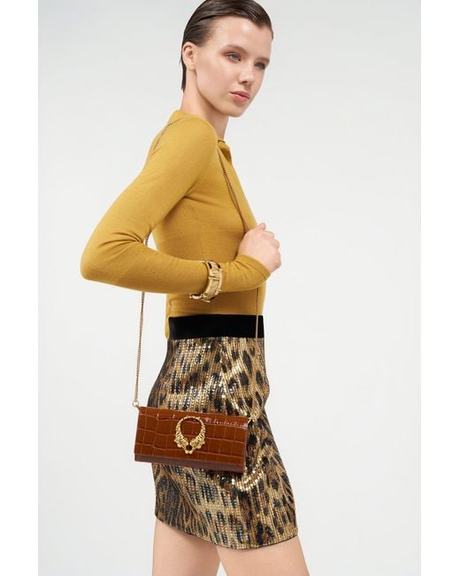 Roberto Cavalli Brown Roar Leather Wallet With Chain