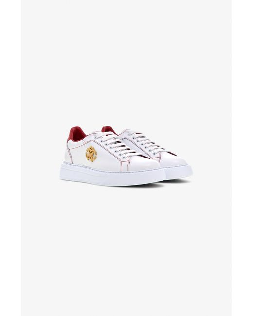 Roberto Cavalli Multicolor Leather Sneakers With Emblem for men