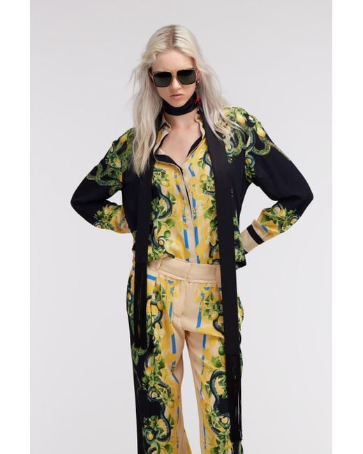 Roberto Cavalli Yellow Lemon Snake Shirt