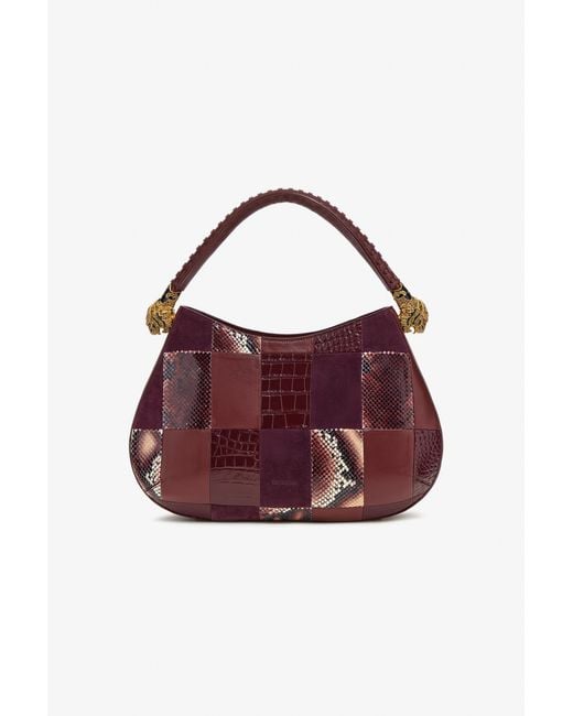 Roberto Cavalli Purple Patchwork Shoulder Bag