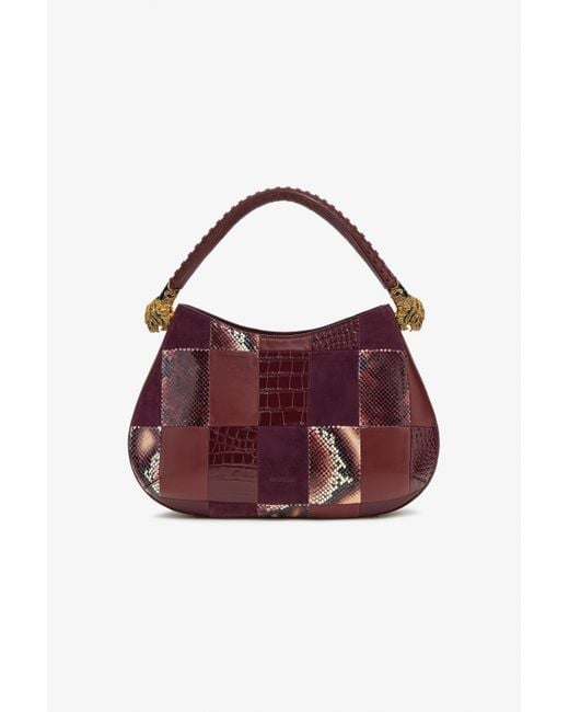 Roberto Cavalli Purple Patchwork Shoulder Bag